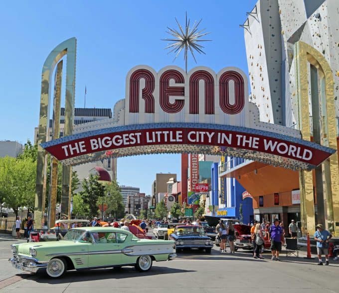 Hot August Nights cars in Arch Reno Nevada Park Ranger John