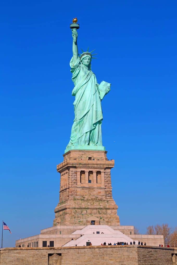 Close up image of the front of the Statue of Liberty. One of the National Parks in New York City