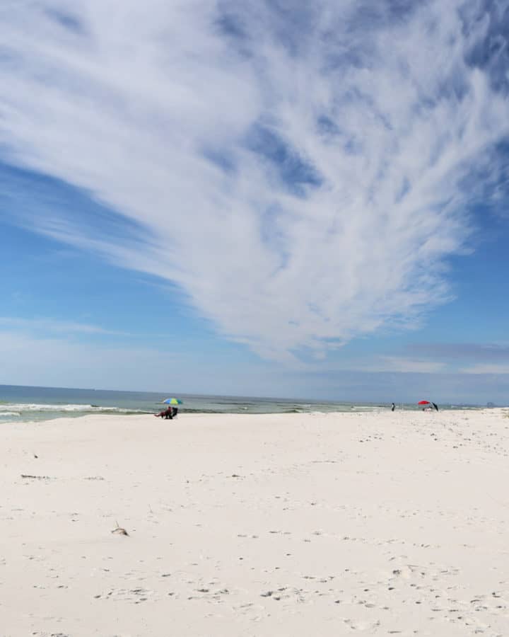 sitting in beach chair at Gulf Islands National Seashore Florida