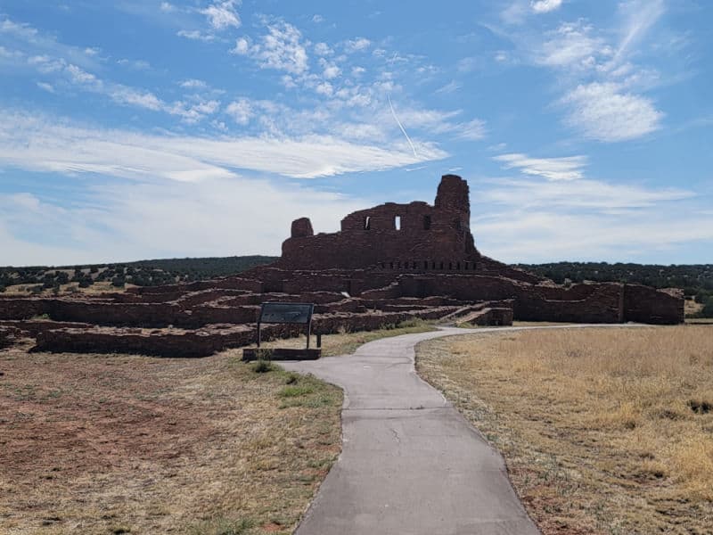 concrete path leading to Abo ruins in Salinas Pueblo Missions National Monument, New Mexico