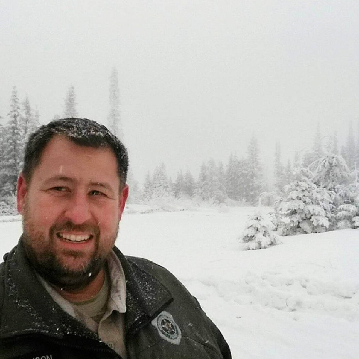 Park Ranger John in the snow during winter recreation season
