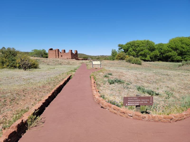 Paved trail to Quarai Ruins in Salinas Pueblo Missions National Monument, New Mexico