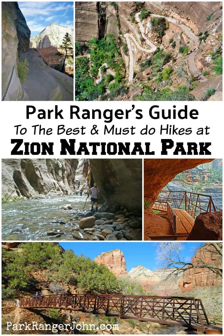 Guide to 13 great Hikes in Zion National Park in Utah! Hikes highlighted include Angels Landing, The Narrows, and Emerald Pools. #zionnationalpark #hikes #narrows #angelslanding #emeraldpools
