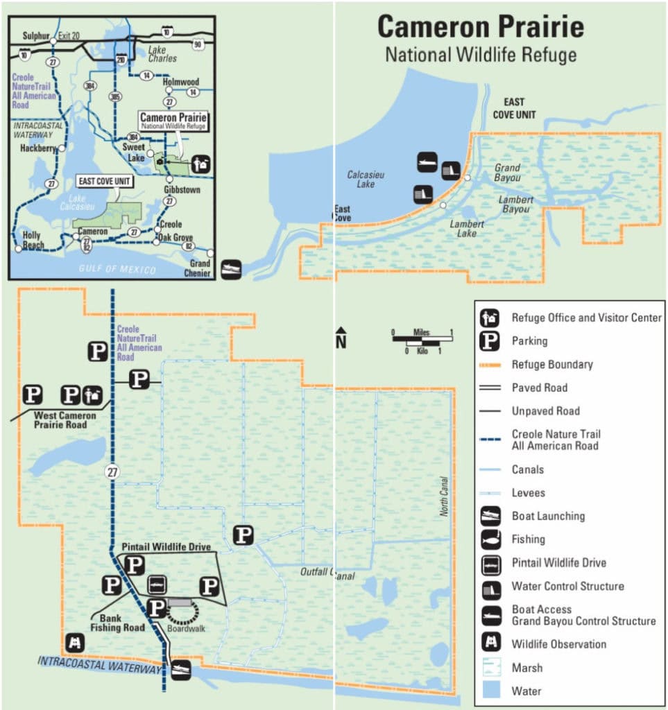 Cameron Prairie National Wildlife Refuge Map