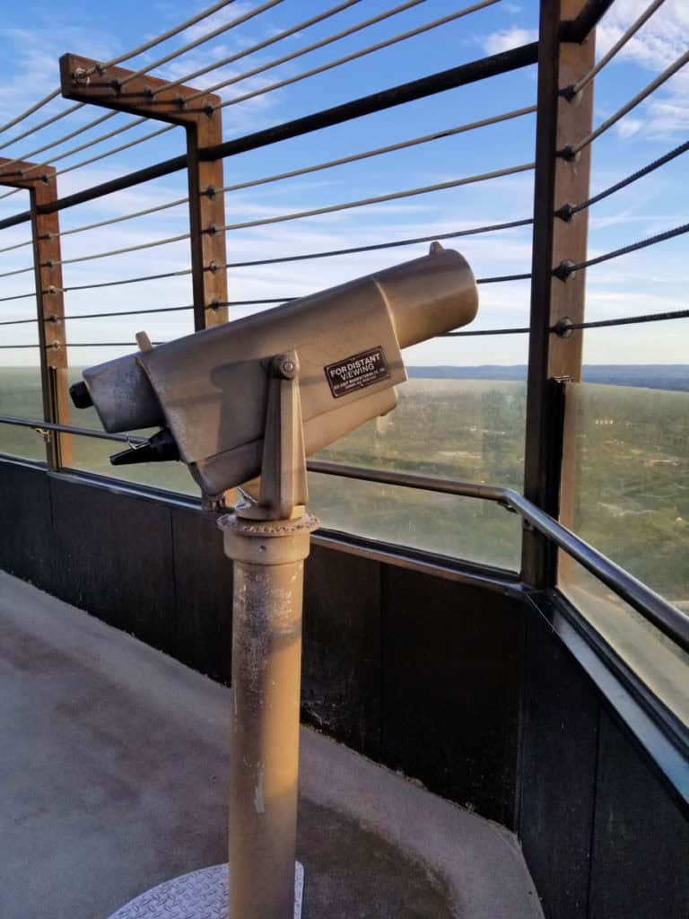 Binoculars on top deck of Hot Springs Mountain Tower