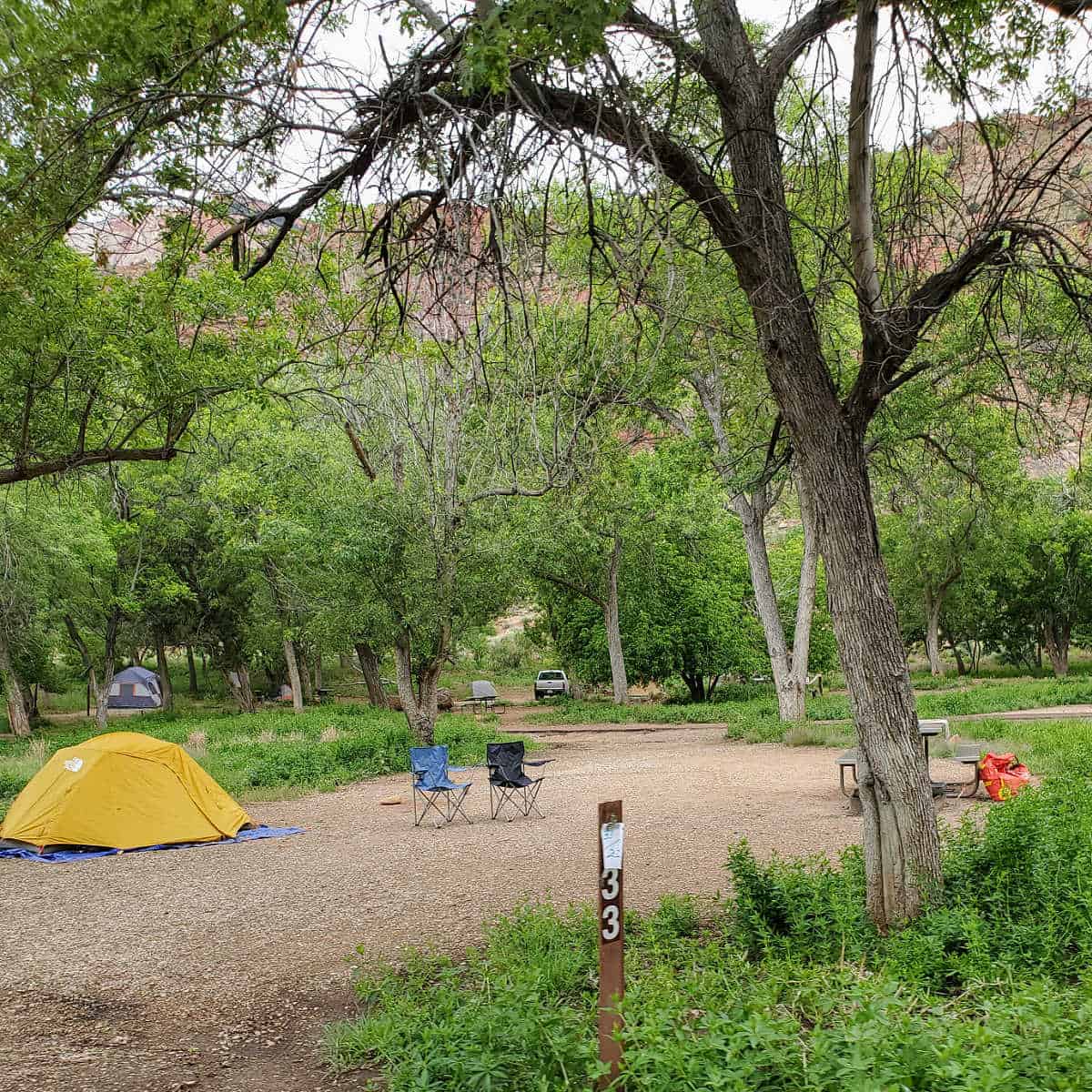 Tents at the South Campground in Zion National Park