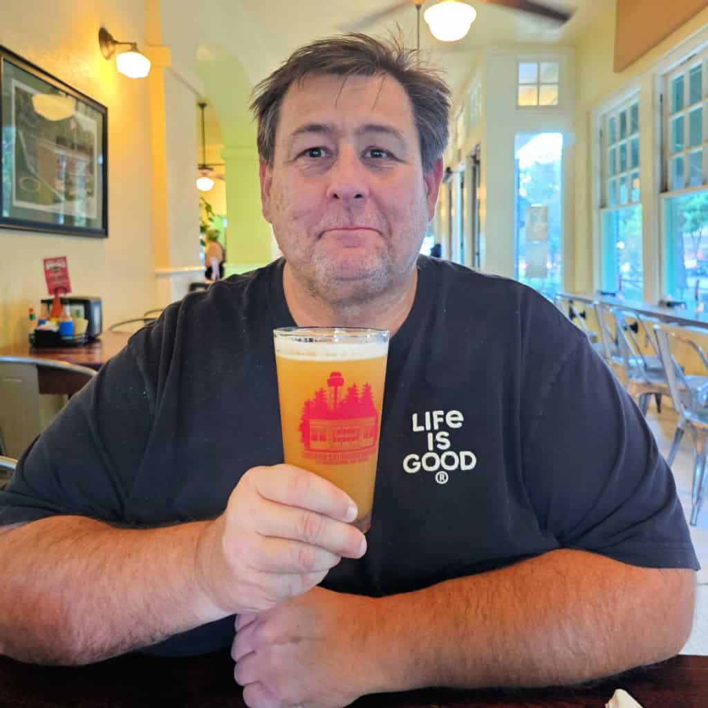 John enjoying a Space Force IPA at Superior Bathhouse Brewery
