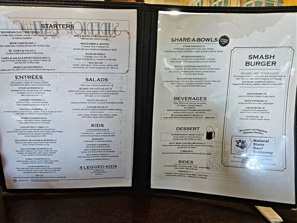 Superior Bathhouse Brewery food menu