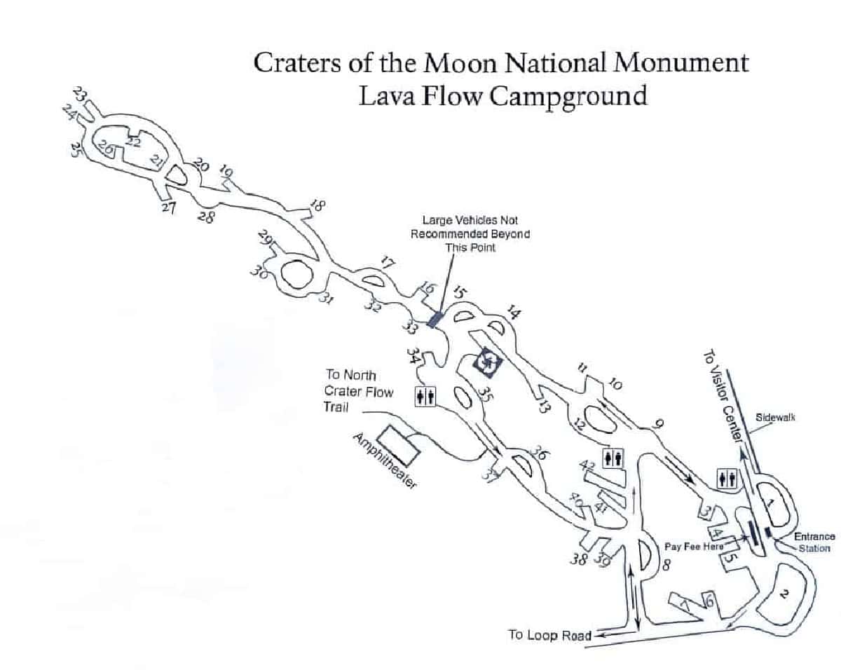 Lava Flow Campground Map Craters of the Moon National Monument Idaho