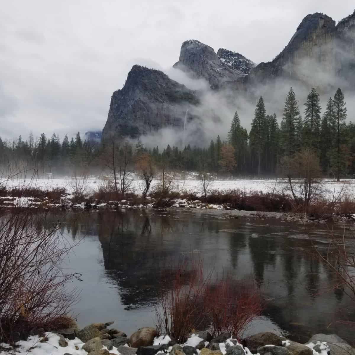 Bridalveil Falls at Yosemite National Park in the Winter