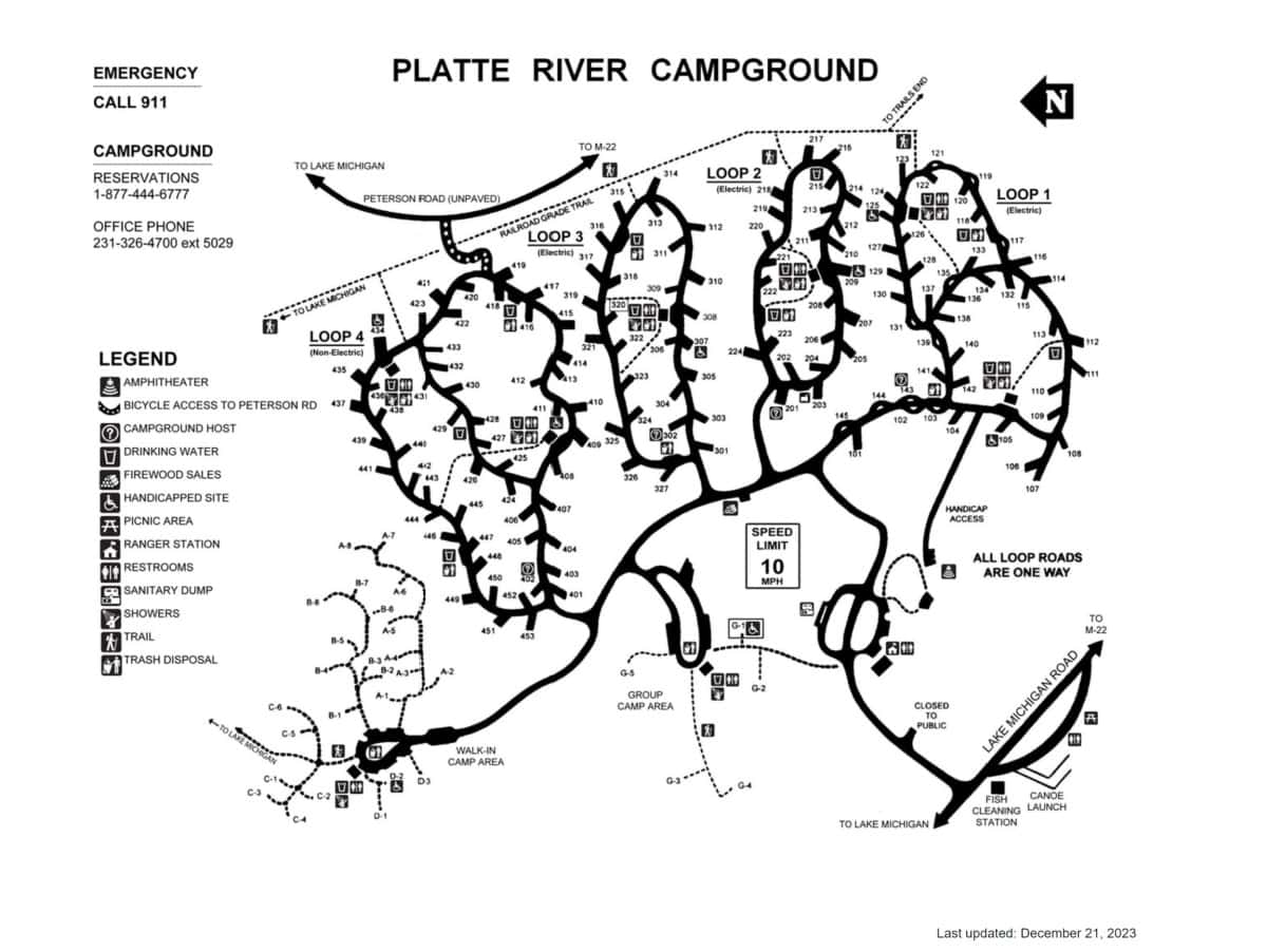 Platte River Campground Map Sleeping Bear Dunes National Lakeshore