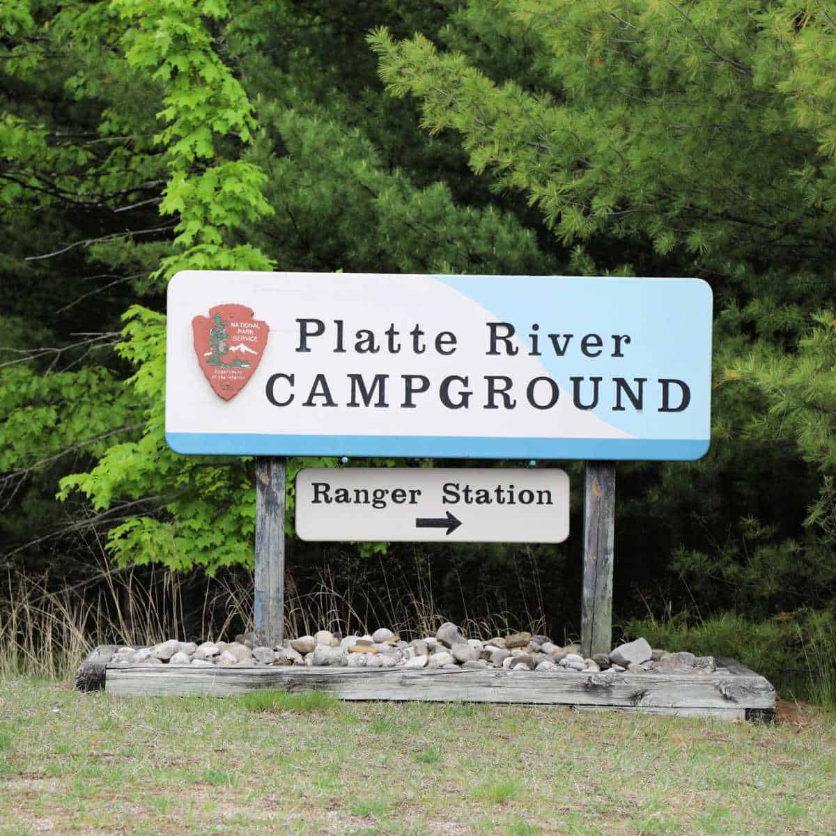 Photo of Platte River Campground entrance sign at Sleeping Bear Dunes National Lakeshore