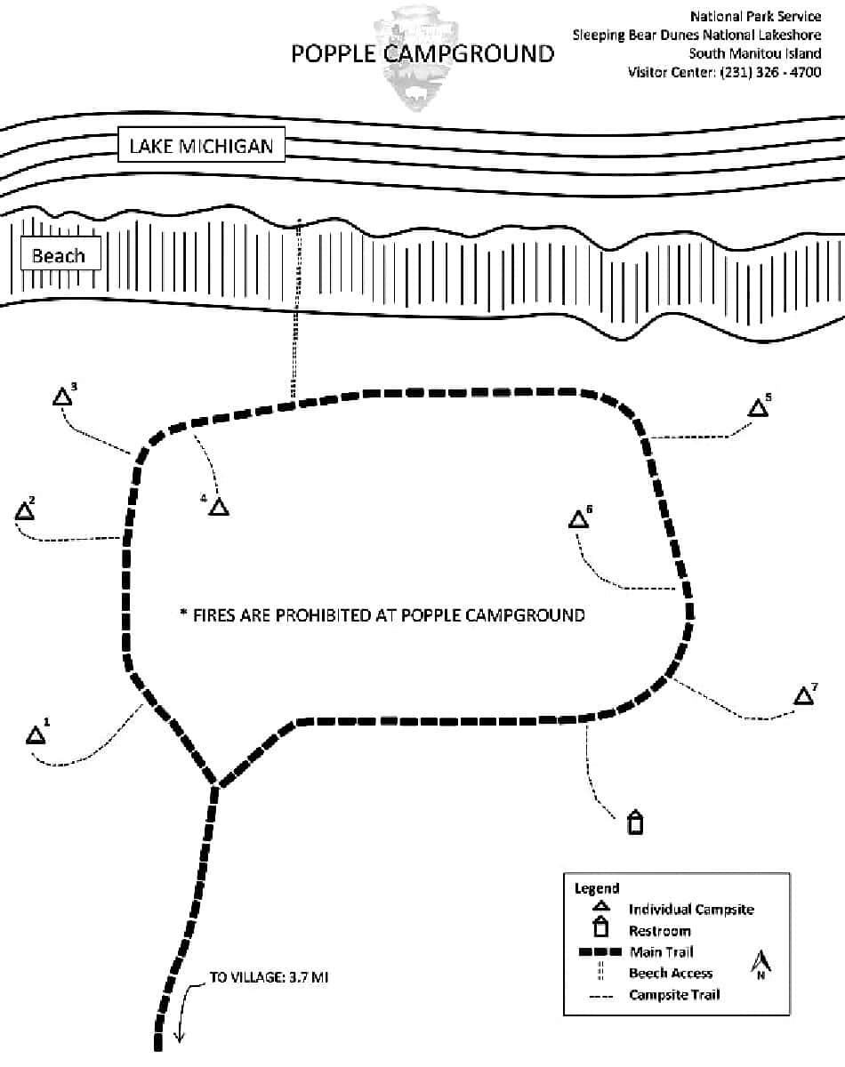 Popple Campground Map Sleeping Bear Dunes National Lakeshore