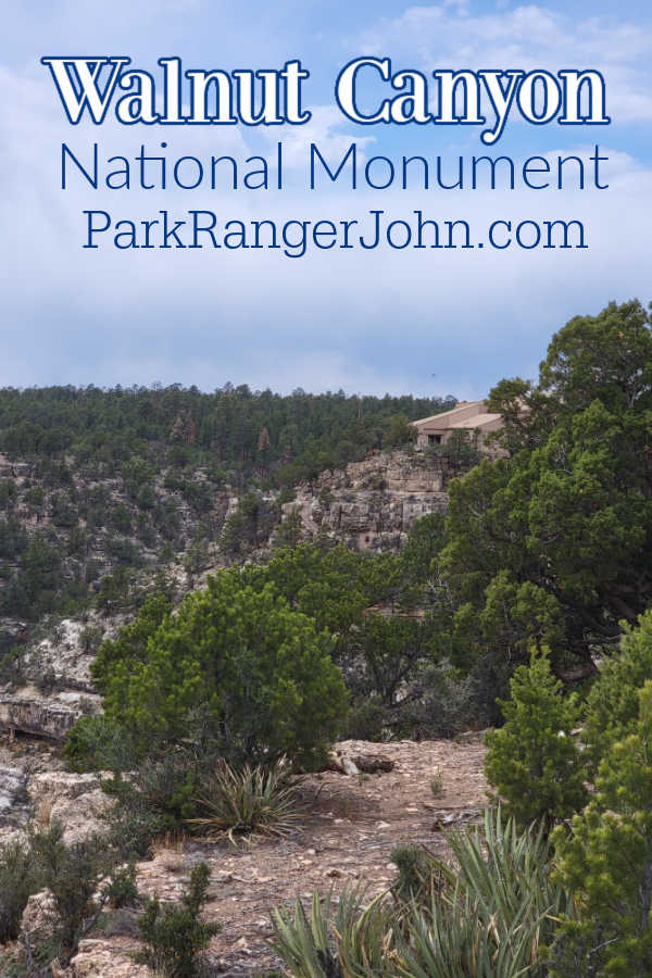 Walnut Canyon National Monument over a view of Walnut Canyon