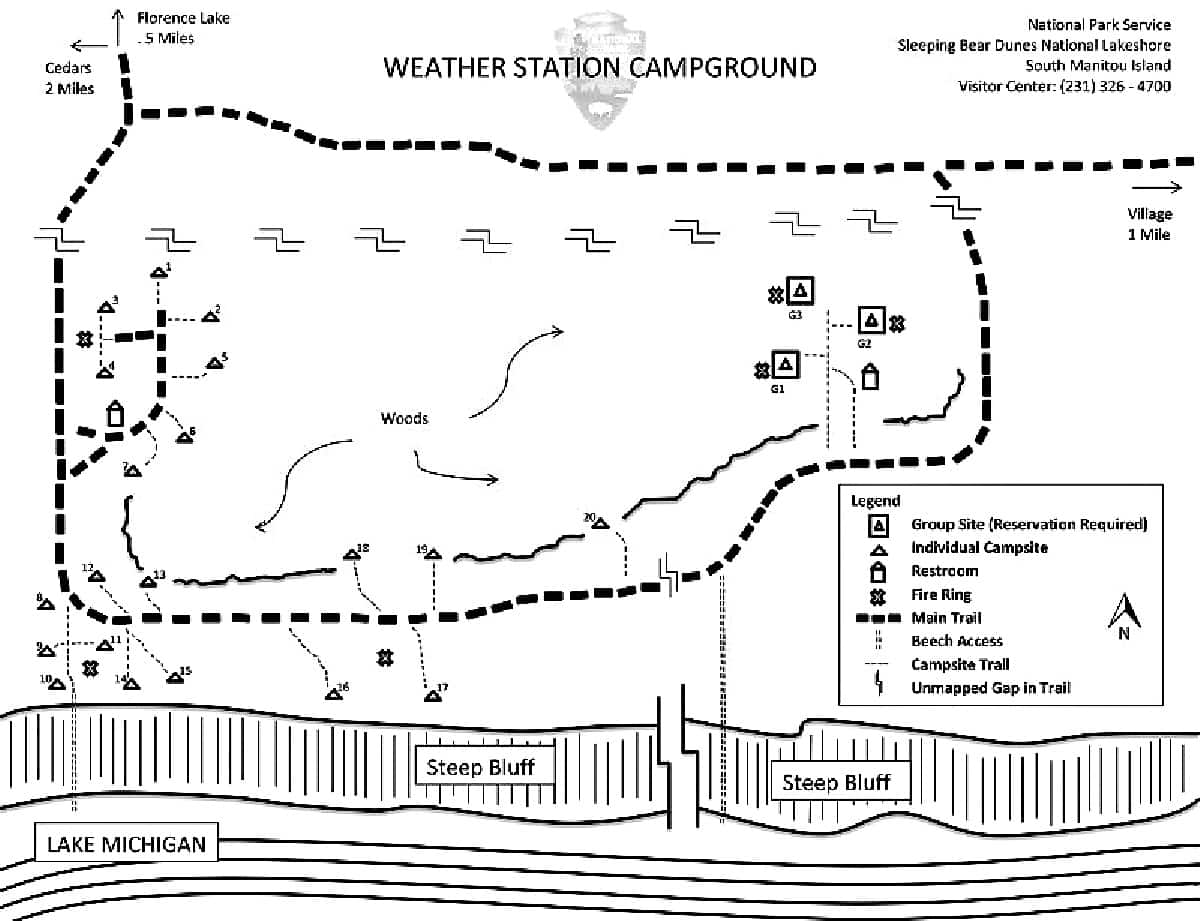 Weather Station Campground Map Sleeping Bear Dunes National Lakeshore