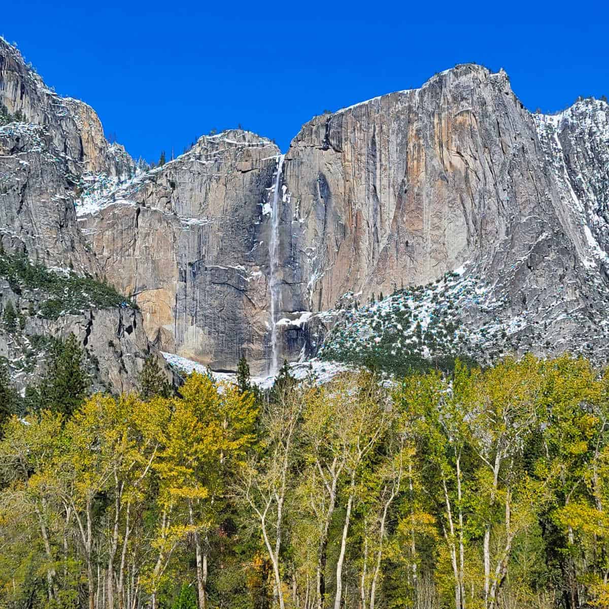 Yosemite Falls on a Bright sunny day in the winter, Yosemite National Park California