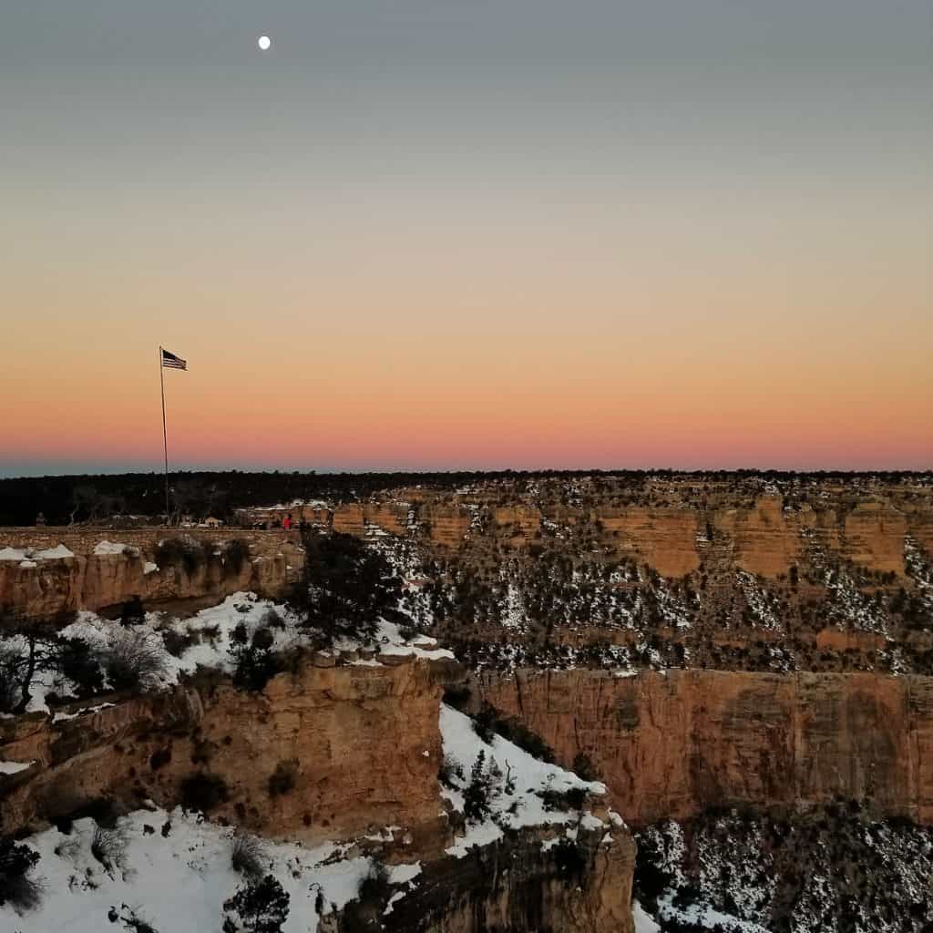wintery sunset at Grand Canyon National PArk