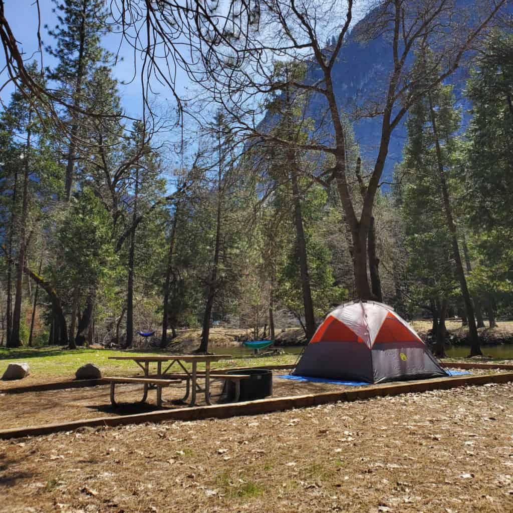 Campsite in North Pines Campground Yosemite National Park
