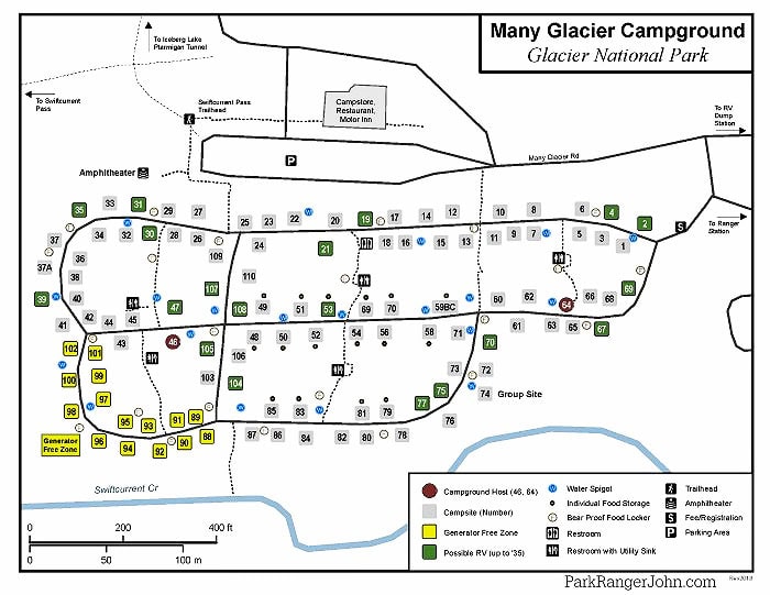 Many Glacier Campground Map