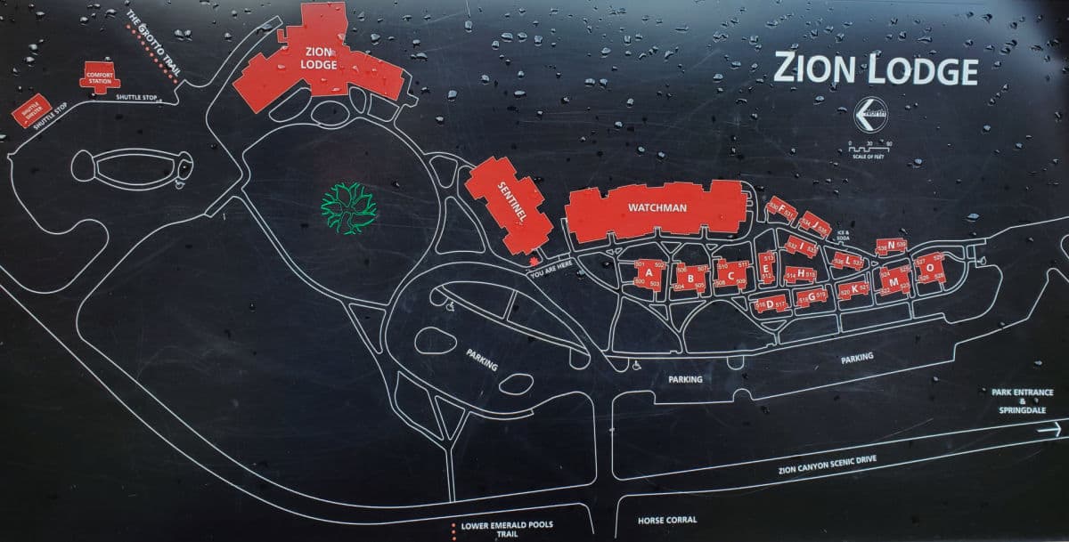 Map of Zion National Park Lodge and the grounds