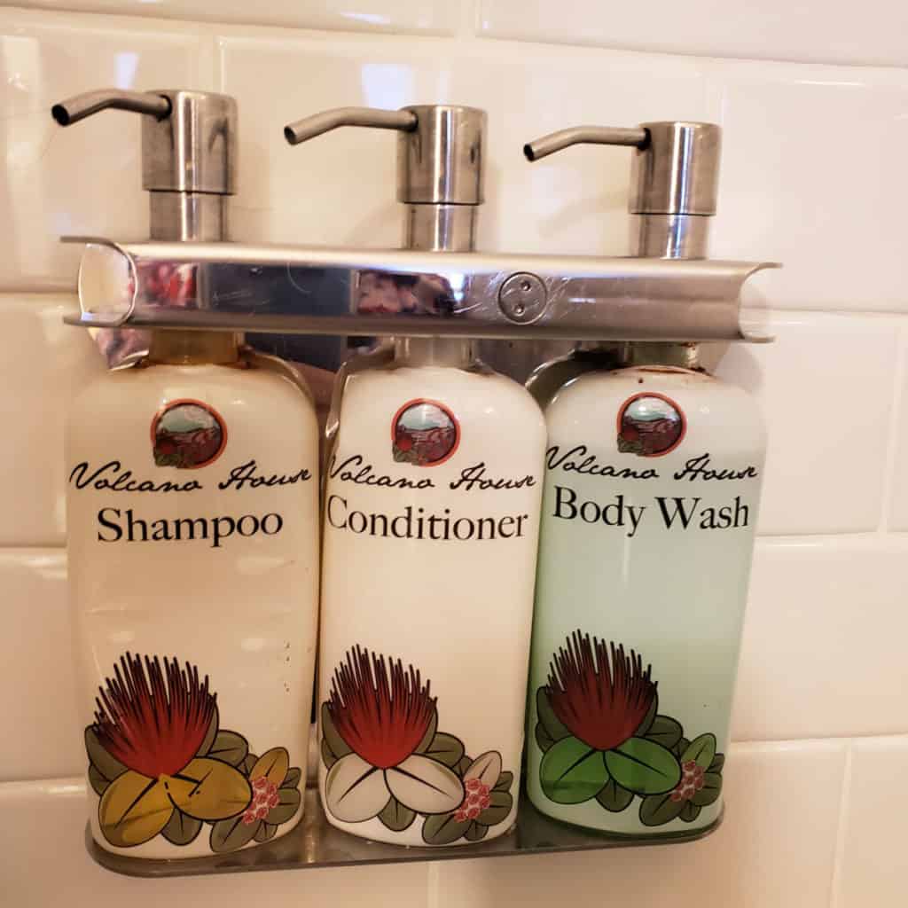 Toiletries provided at Volcano House