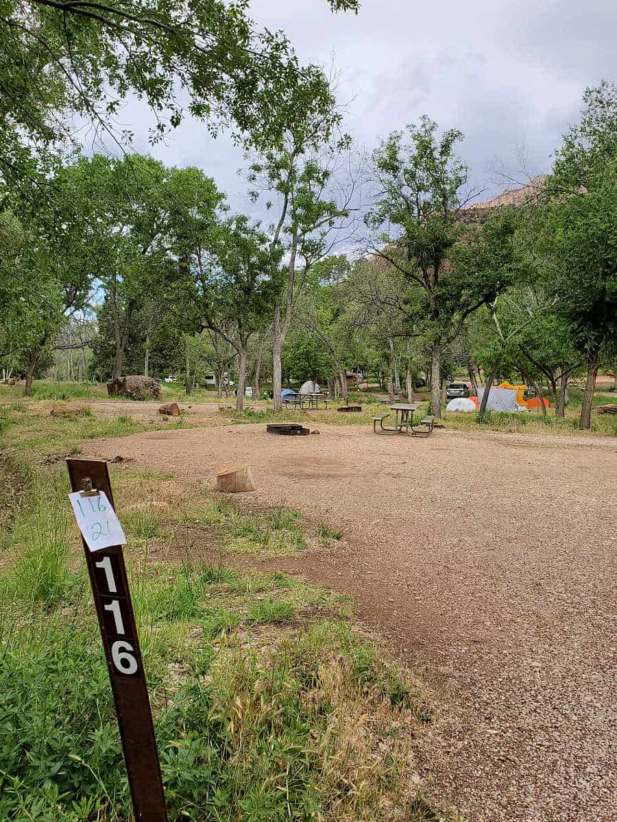 Campsite #116 South Campground Zion National Park