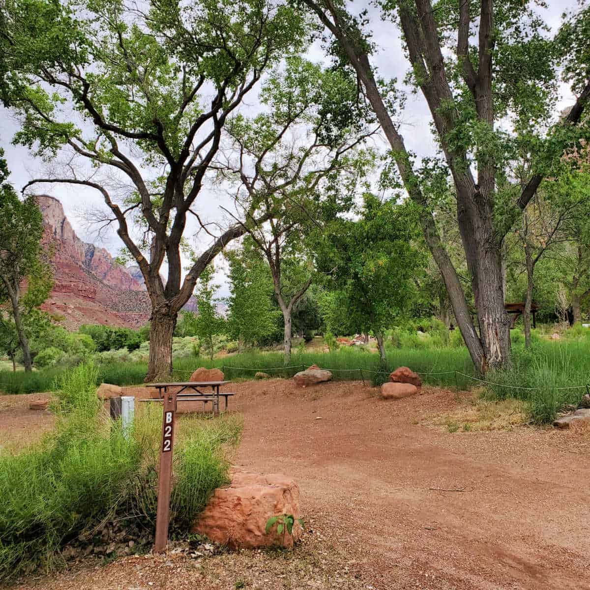 Campsite B22 Watchman Campground Zion National Park 