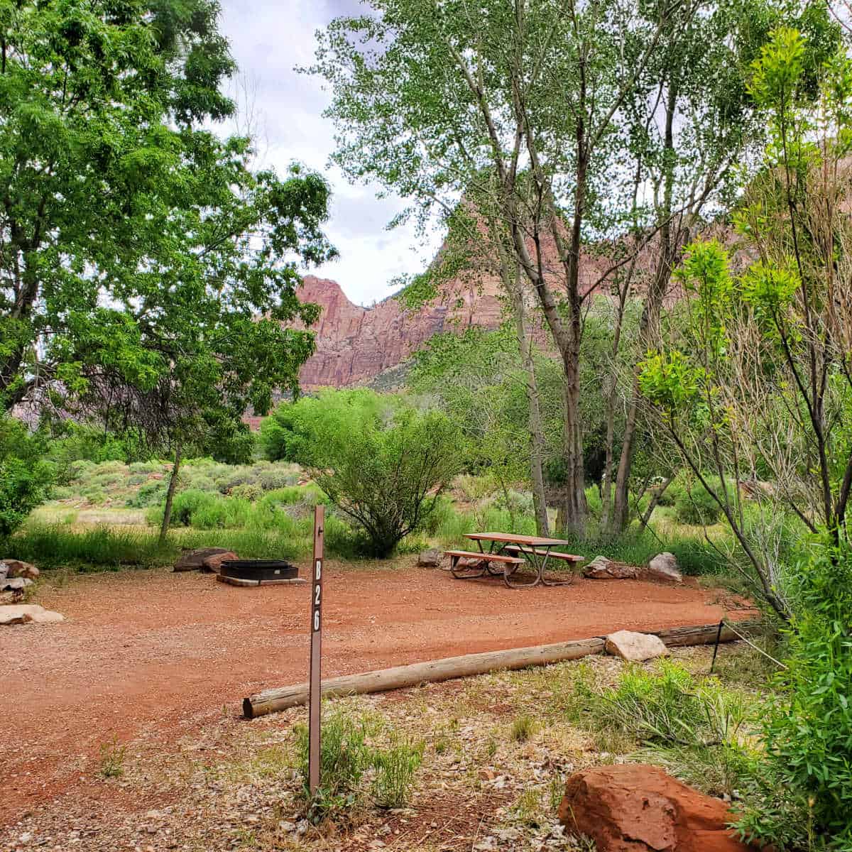 Campsite B26 Watchman Campground Zion National Park