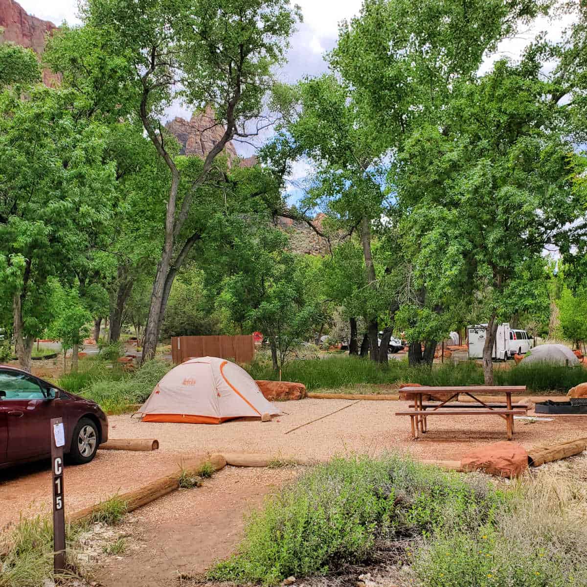 Campsite C15 Watchman Campground Zion national Park