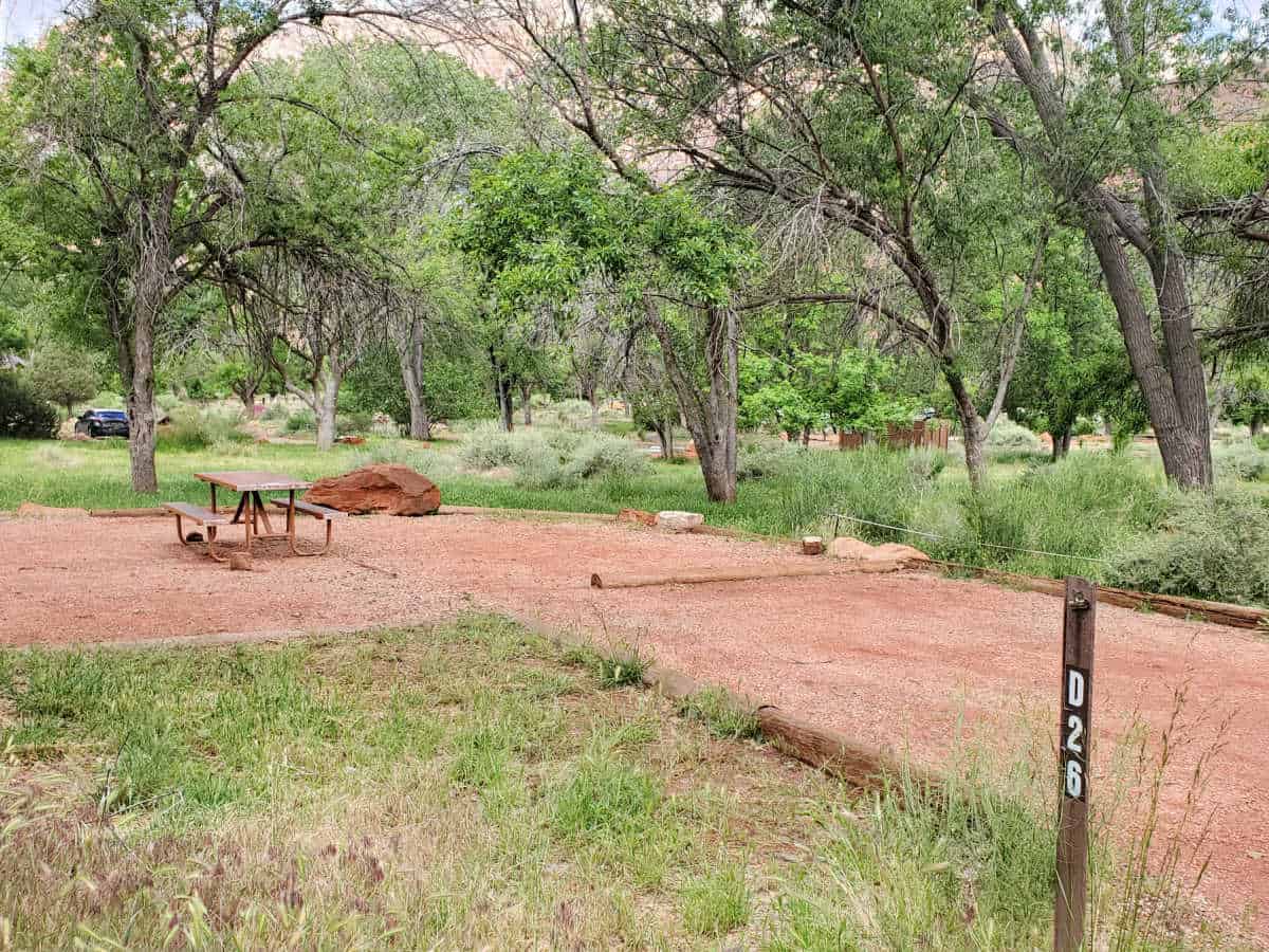 Campsite D26 Watchman Campground Zion National Park