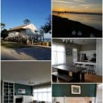 Photos of Eagle Cottages including an outside photo, living room, bedroom, kitchen with text :Eagle Cottages Gulf State Park by ParkRangerJohn.com"