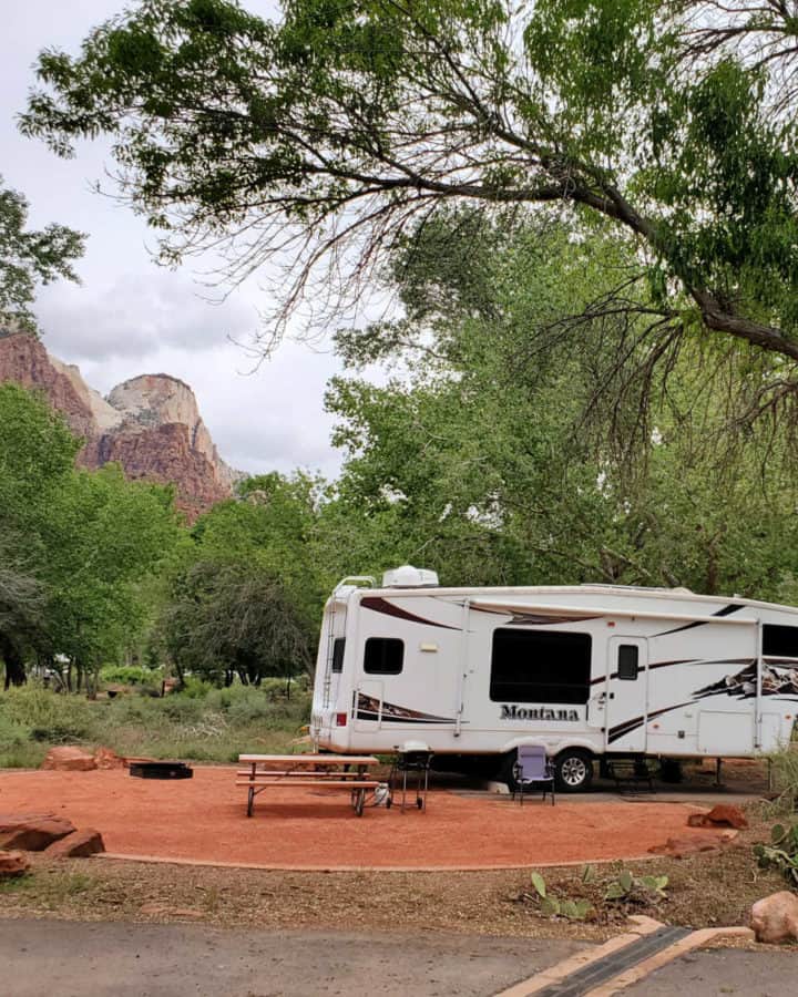 Camping at the Watchman Campground in Zion National Park in Southern Utah