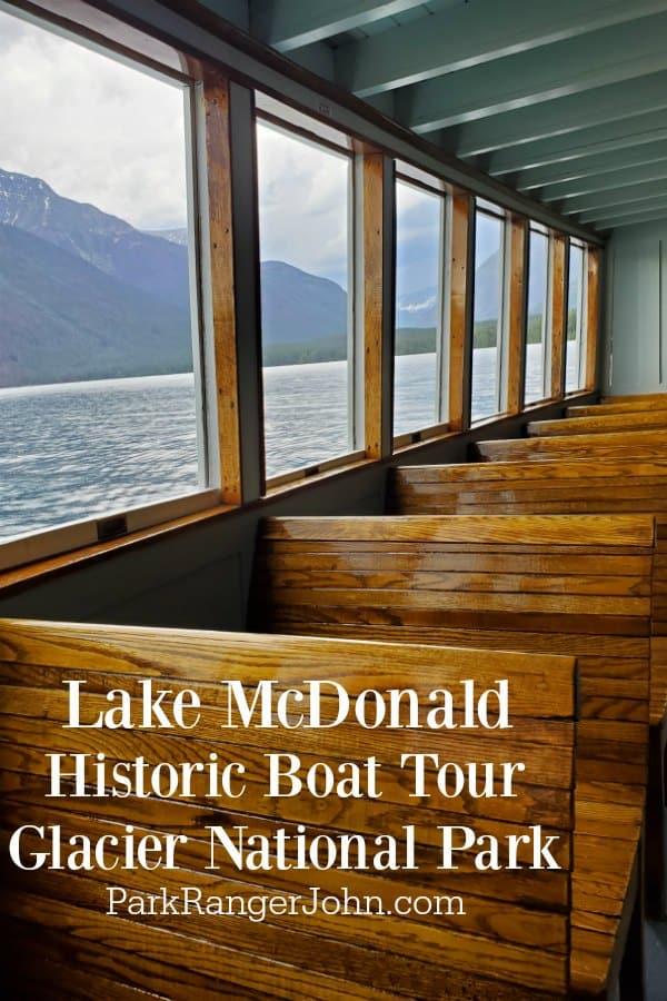 Wooden boat seats on the Lake McDonald Boat Tour