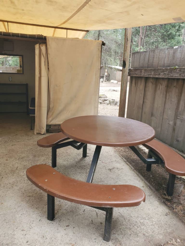 Picnic Table in unit at Housekeeping Camp Yosemite National Park