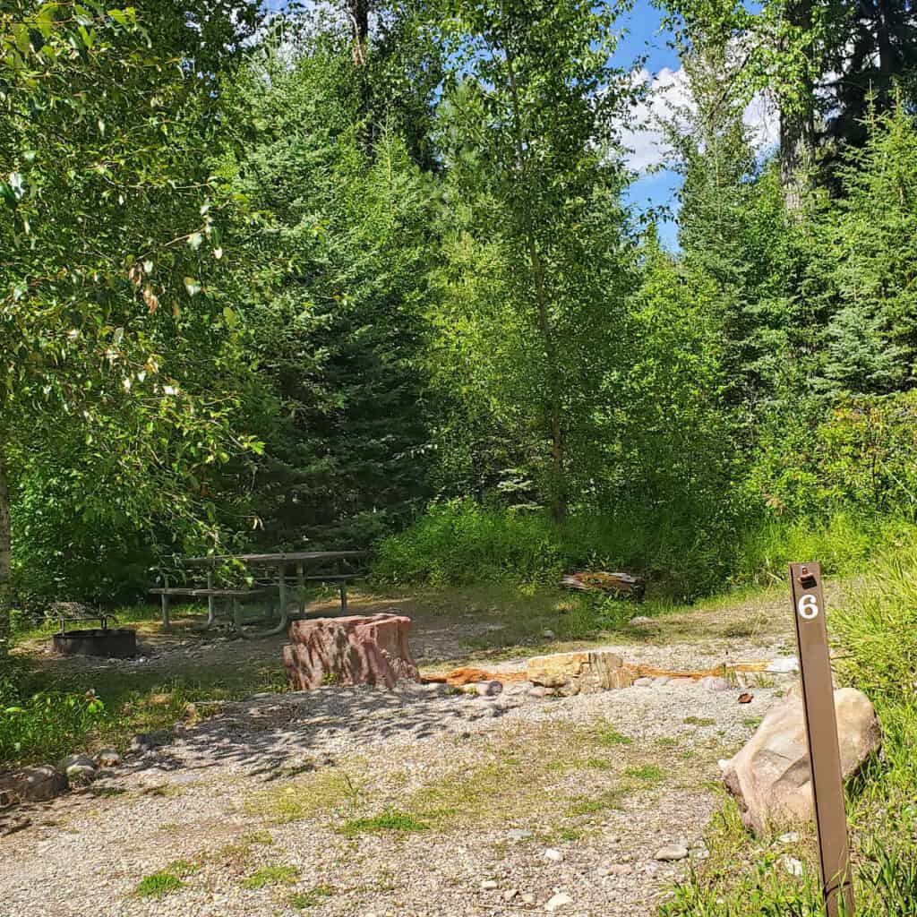Campsite 6 Logging Creek Campground Glacier National Park