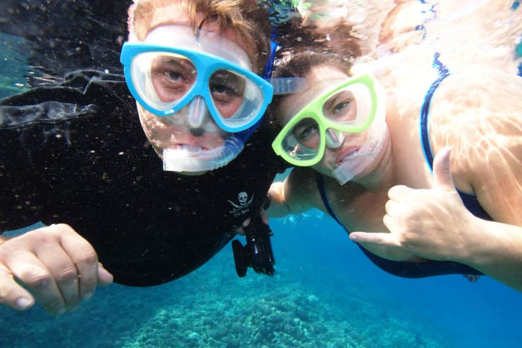 John and Tammilee snorkeling Molokini
