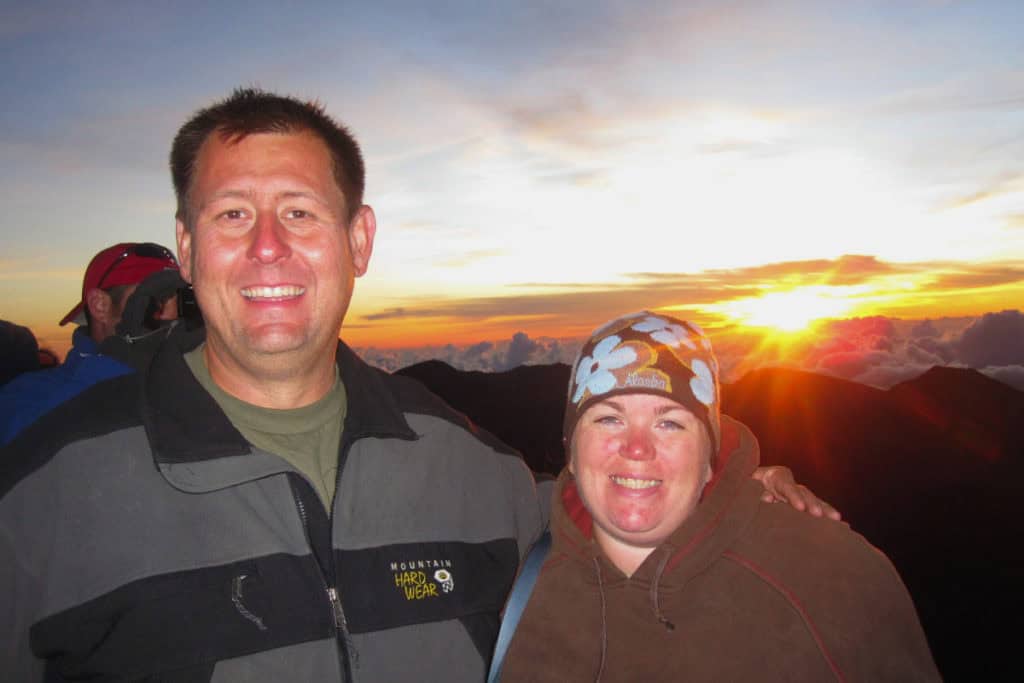 John and Tammilee watching Sunrise at Haleakala National Park