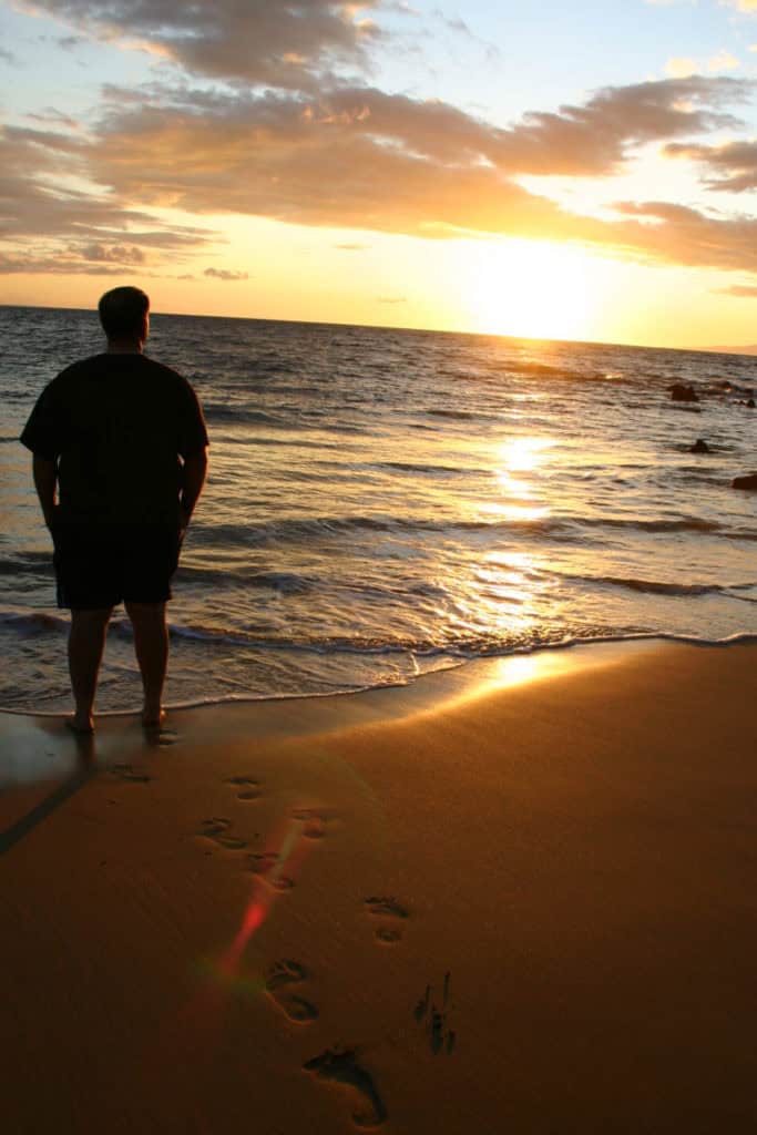John enjoying sunset in Keihi, hawaii