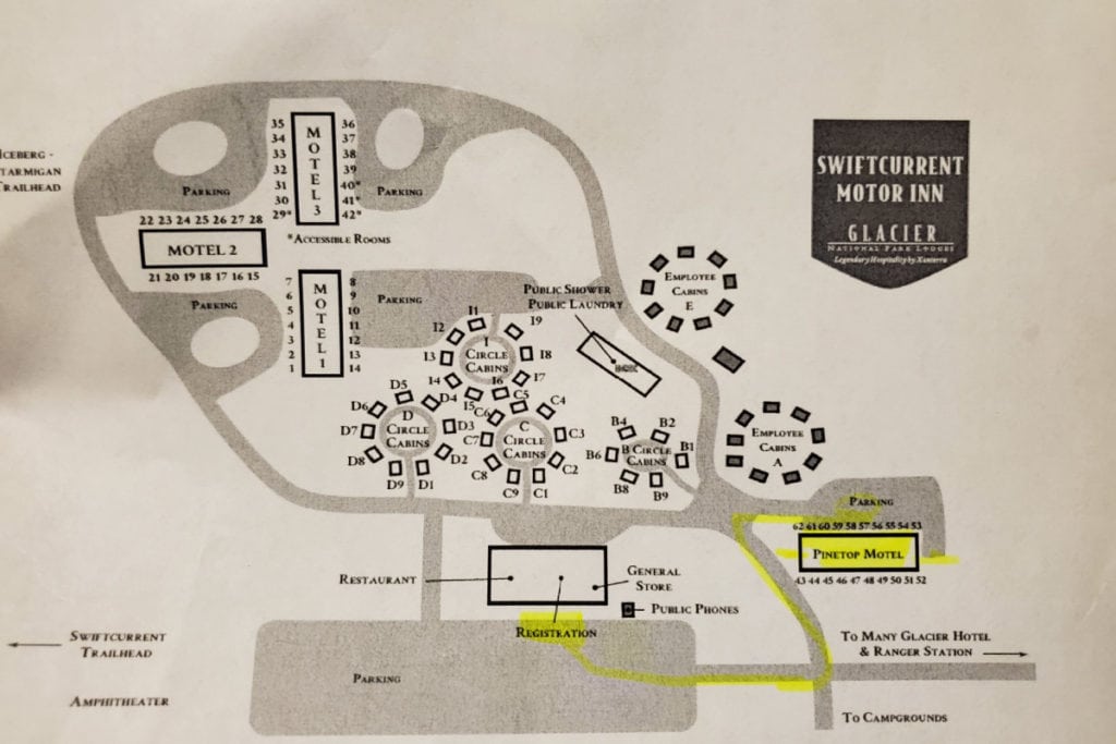 Map of Swiftcurrent Motor Inn, Glacier National Park