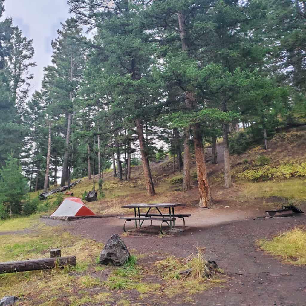 Campsite in Tower Fall Campground Yellowstone National Park