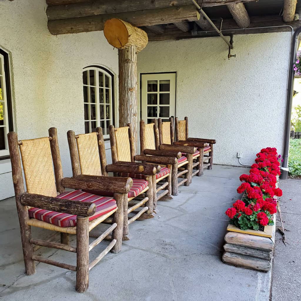 Outside Sitting area at Lake McDonald Lodge