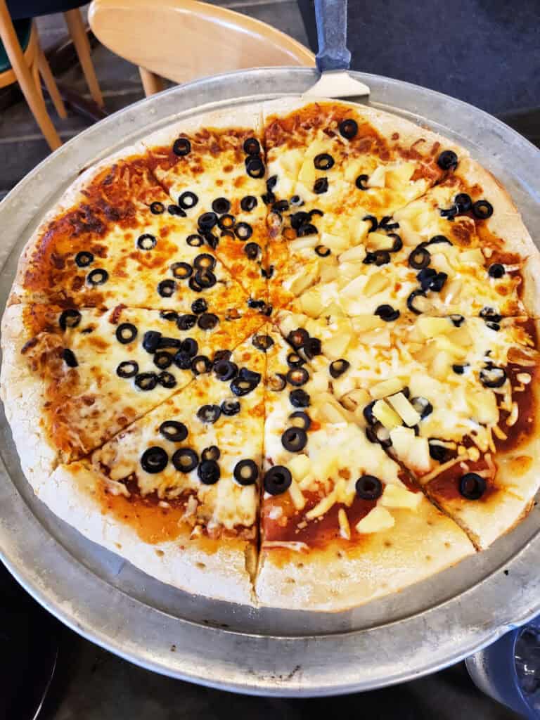 Two topping pizza at Jammer Joe's