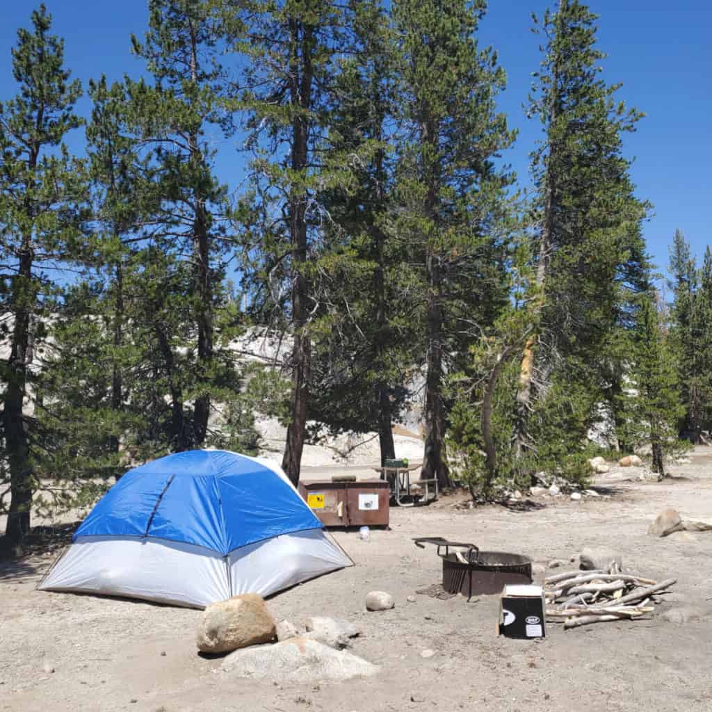 Campsite at Yosemite Creek Campground in Yosemite National Park