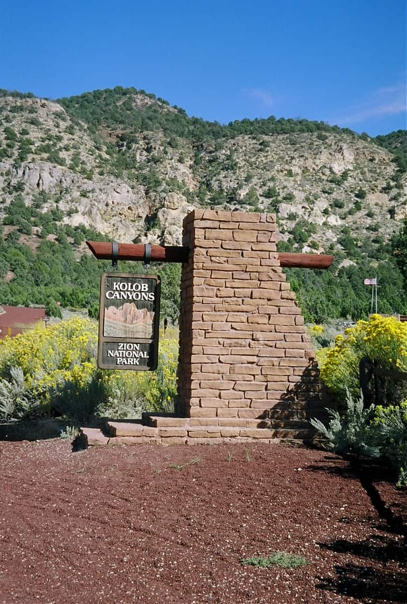 Entrance Sign for Kolob Canyons Zion National Park Utah