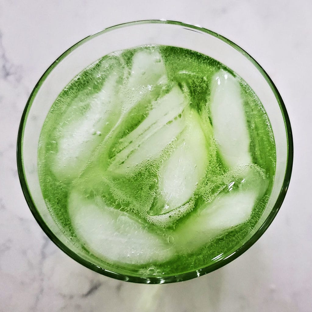 Top View of Irish Sour Apple Cocktail