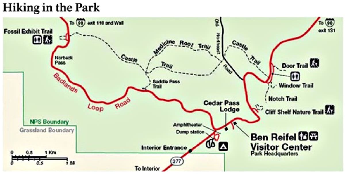 Badlands National Park Trail Map