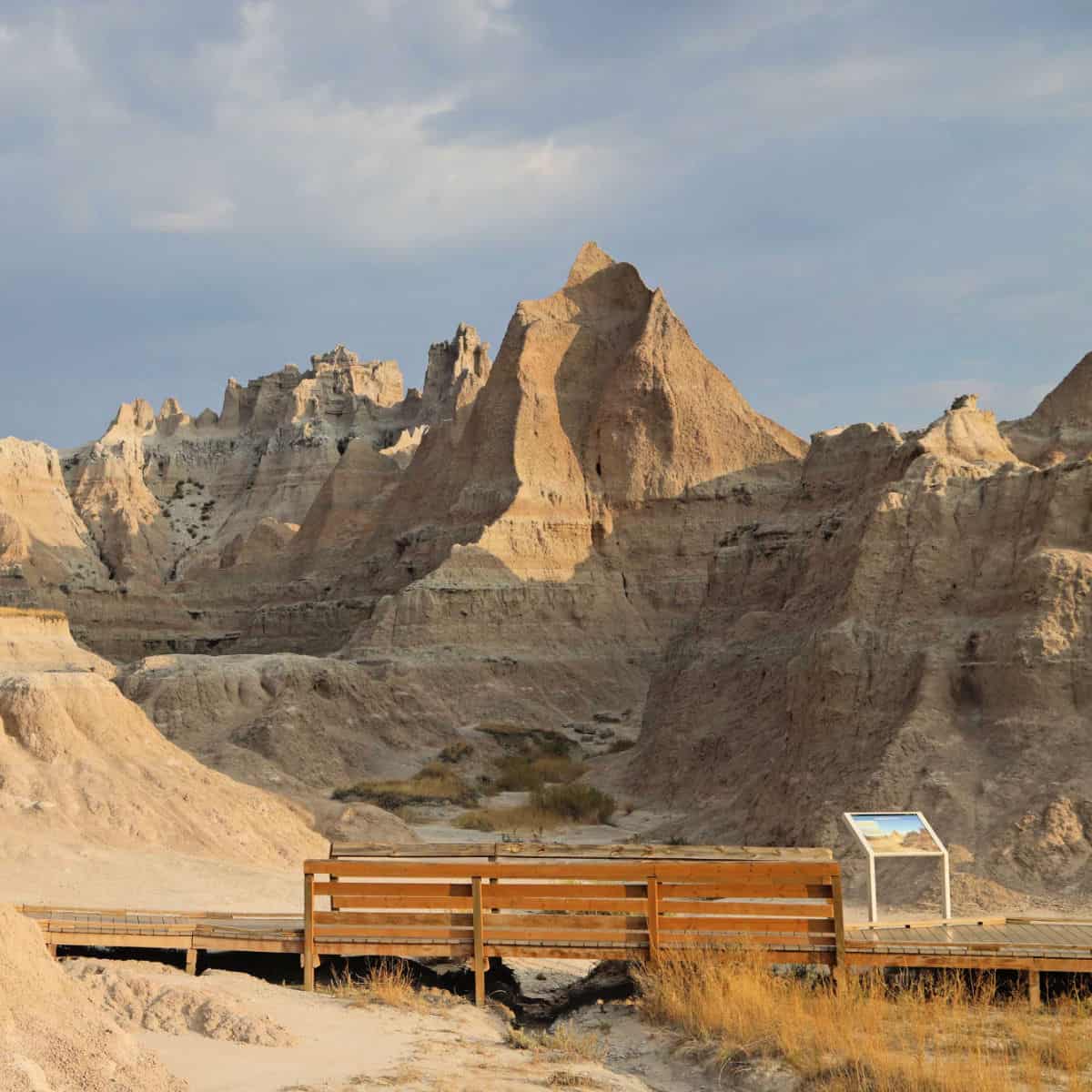 Fossil Exhibit Trail at Badlands National Park with interpretative panels