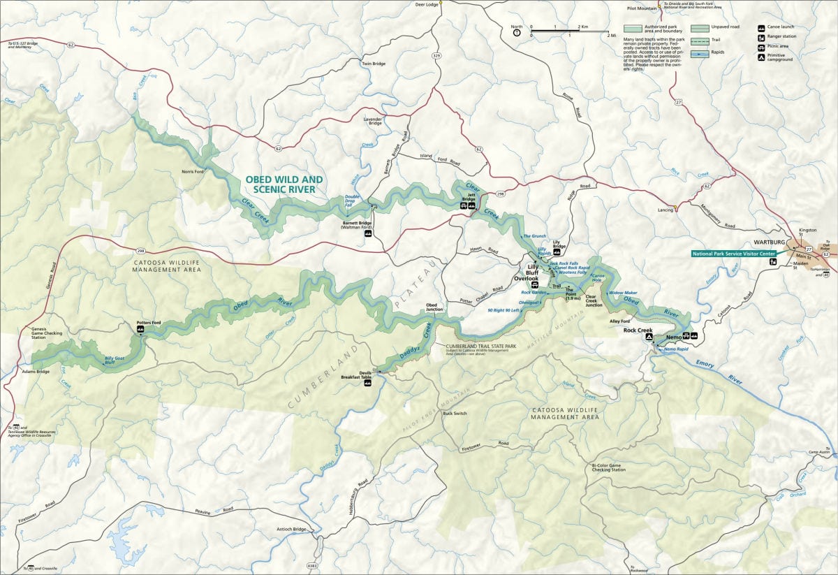 Obed Wild and Scenic River Map