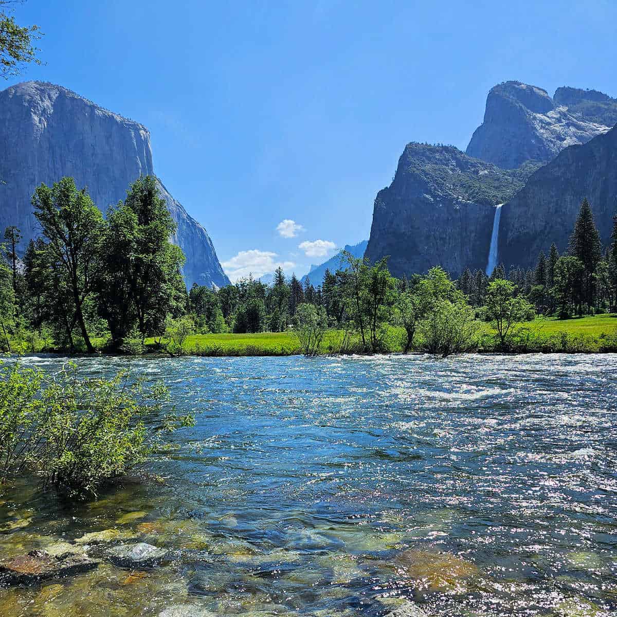 Merced River with El Capitan and Bridal Veil Fall in Yosemite Valley