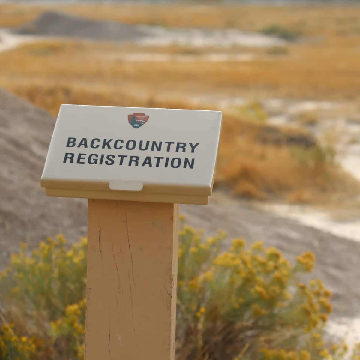 Backcountry Registration at beginning of trail Badlands National Park